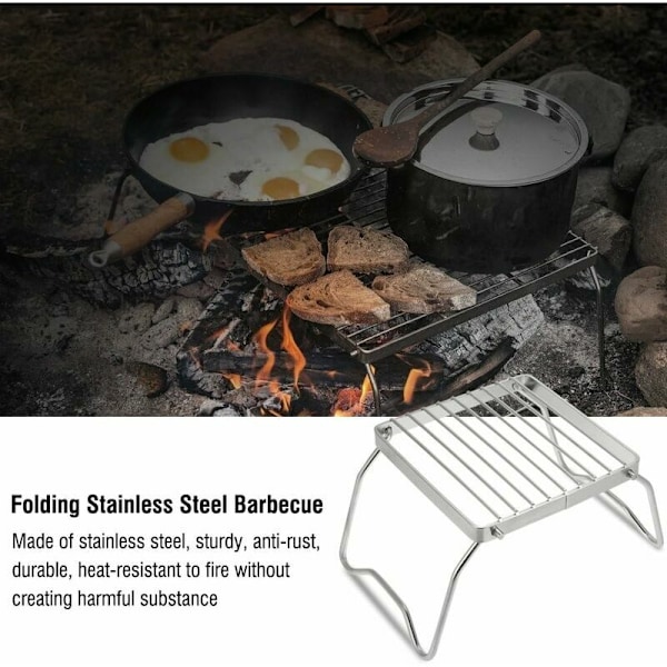 Foldbar grill med lys, sammenklappelig træ, foldbar træ, stål til picnic, vandreture, camping