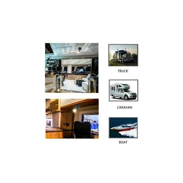 2 stk. LED læselampe 12V 3W - Sort indvendig væglampe med kontakt - Fleksibel belysning 180 ° RV Til båd campingvogn autocamper yacht varevogn (varm hvid).