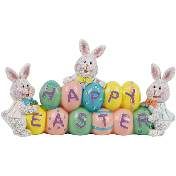 Trädgårdstomte prydnadsharts påskhare festprydnad lämplig för utomhusträdgårdsdekoration (HAPPY Bunny)