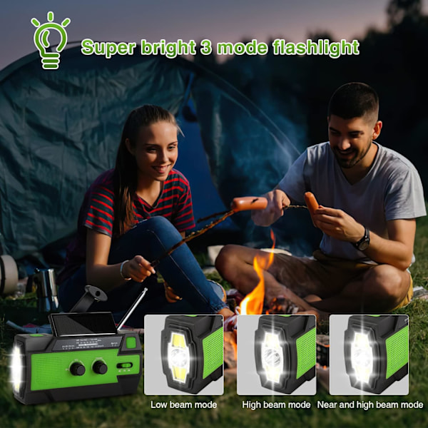 Aurinkoenergia-akkukäyttöinen kannettava hätäradio 4000mAh, latautuva virtapankki