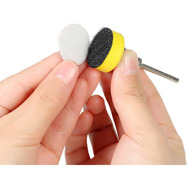 Set med 100 slipskivor 25 mm 2,5 cm slippapper 2,5 cm poleringsdynor + 1/8 \"roterande verktyg slipverktyg