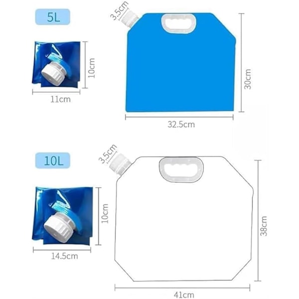 2 taittuvaa vesisäiliötä ilman vuotamista, sopivat leirintään, patikointiin ja matkustamiseen
