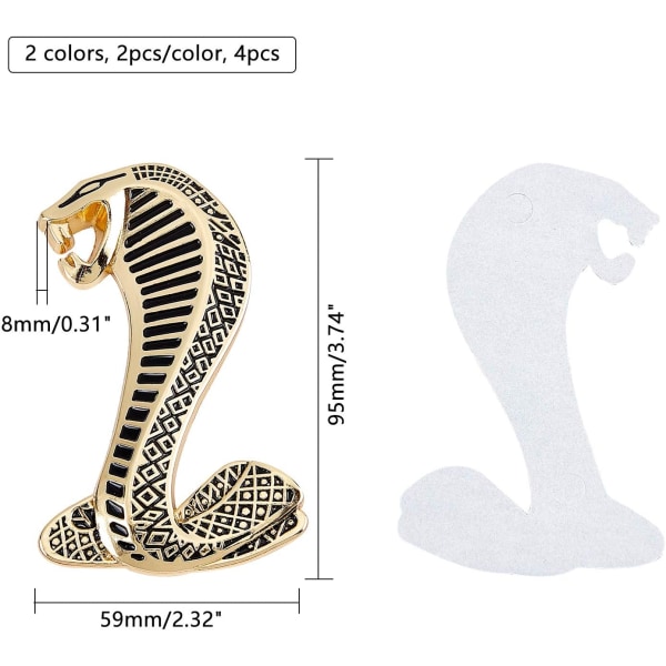 4 stk 95x59mm 3D Cobra Snake Emblem Klistremerker Dekal Merke Kit Auto Bil Motorsykkel Logo Klistremerke Merke Emblem for Bilvindu Bærbare Datamaskiner Bagasje