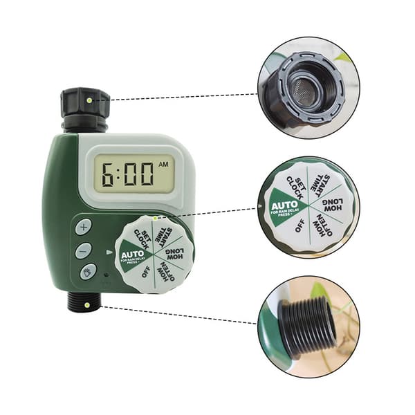 Havevandssprinkler med automatisk timer, vandingsstimer, uden batteri