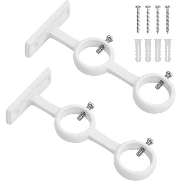 Robust dobbelt gardinstangsholder og justerbar dobbelt gardinstangsstøtte med gardinstang med en diameter på mindre end 2,5 cm