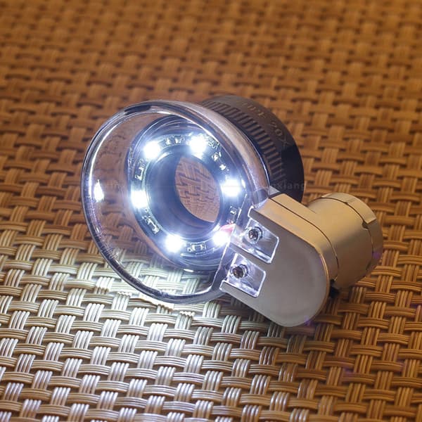 20x optisk glasförstorare med 6 LED-lampor smyckesspegel