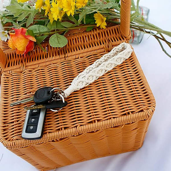 Bohemian Lace Keychain Armbånd Håndlaget Håndledd Nøkkelring Holder Håndledd Lanyard Damer Jenter