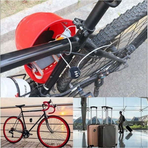 3-cifret kodelås, 3 stk. hjelmtyverisikring, bagagelås, KABEL CODENAS KODE KODE Til al bagage cykelport Hjelm Motorcykel Værktøjskasse (B