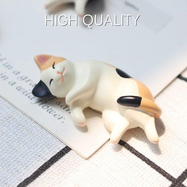 Söta kattkylskåpsmagneter, 6 liggande feta kattunge kylskåpsmagneter, mini kawaii dekorativa magneter för hem kök kontor