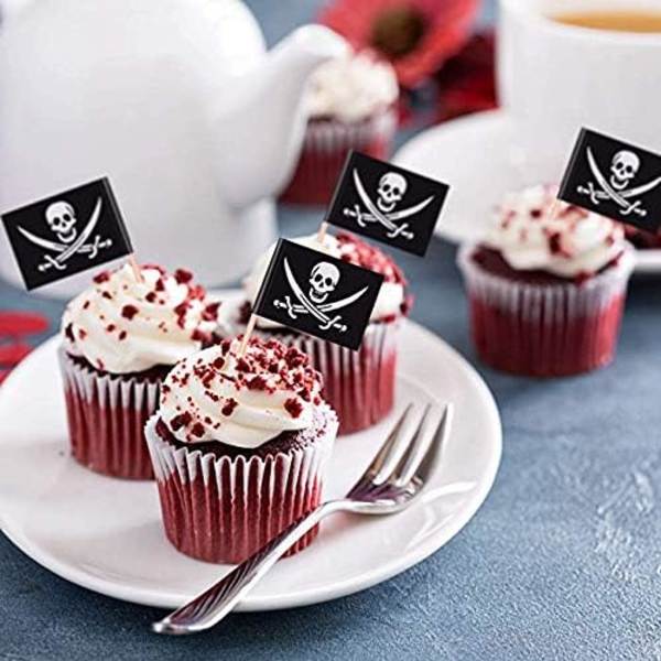 Pirat tandpetare flaggor, 100 st ostmarkörer kakmarkörer pirat osttaggar för bröllopsfest jul halloween påsk