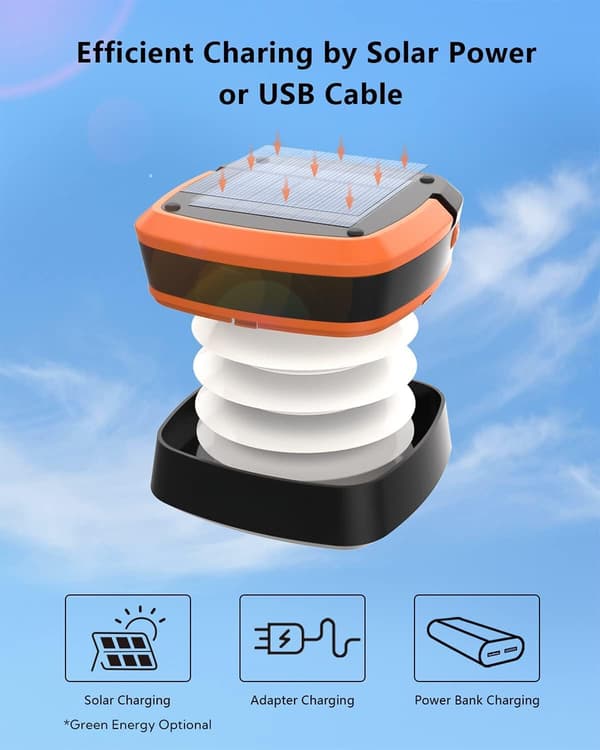 2-pack solardriven campinglykta hopfällbar utomhus trädgårdslampa vattentät bärbar USB klass A energi:
