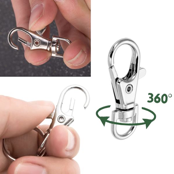 60 stk nøkkelringring, nøkkelringring, snurrende hummerholder nøkkelring, hummerklips, hengende håndverk smykkefremstilling (30 stk nøkkelringer  30 stk nøkkelringkroker)