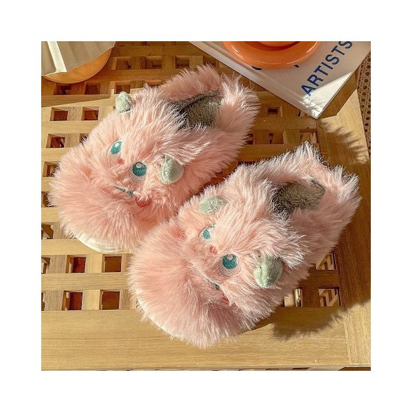 Kvinnors plyschtofflor söta lilla djävul Kawaii Elf fluffiga hemskor 24,5 cm