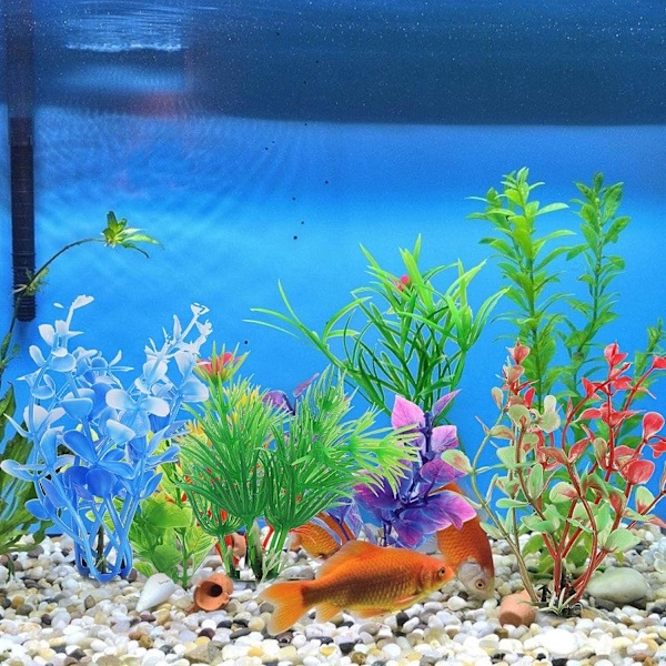 10 stk akvariefisk akvarieplanter, små akvarier plast simulering vannplanter dekorative akvarium liten damdekorasjon av falsk flo
