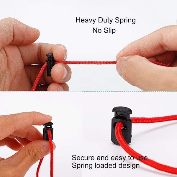 6 stk. Plast Snøre Låse Stopper Ende Fjeder Stop Enkelt Hul Toggle Fastener Stoppere Reb Ende til Snore Tøj, Snørebånd, Tasker, Camping, Bl