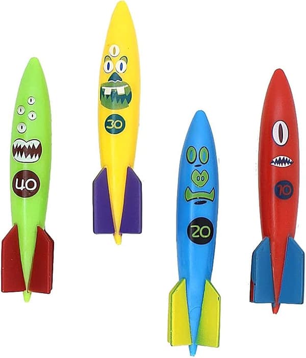 Dykbassäng Hajleksaker - Simning Undervattenskastning Dykning Torpeder, 4-pack