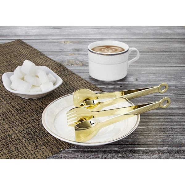 Sett med 5 mini-appetittang 6\" gullbelagt rustfritt stål