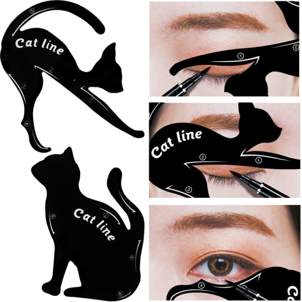 2-pack Cat Eyeliner Stencils Matt PVC Eye Shadow Liner Stencils