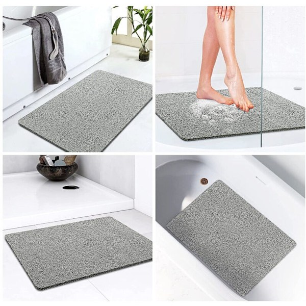 2 st Badmattor Säkerhet Mjuk Komfort med Dräneringshål, Luffa PVC Massage Badrumsmatta för ， Grå ， 4060cm