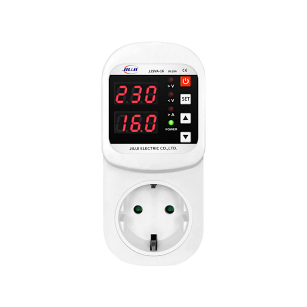 LCD Dobbelt Display Intelligent Display 16A BESKYTTELSE mod overbelastninger Automatisk Beskyttelse af Spænding og Ho Ho Bureau JJSVA-16 【Europ