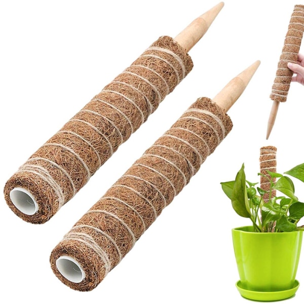 2 st 30CM Klätterväxtstöd, Kokosnöt Moss Fiberstjälkar för Monstera Växt Naturliga Växtstöd