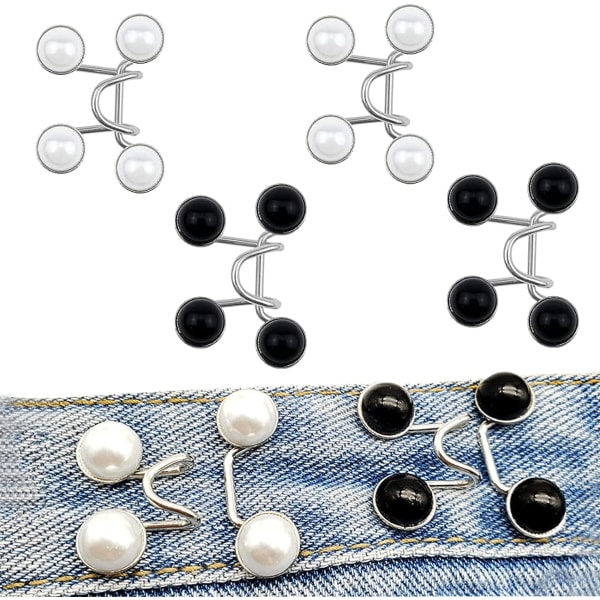 6 pakke jeansknapper med perler, justerbar spenne, ingen sying, trykknapp B