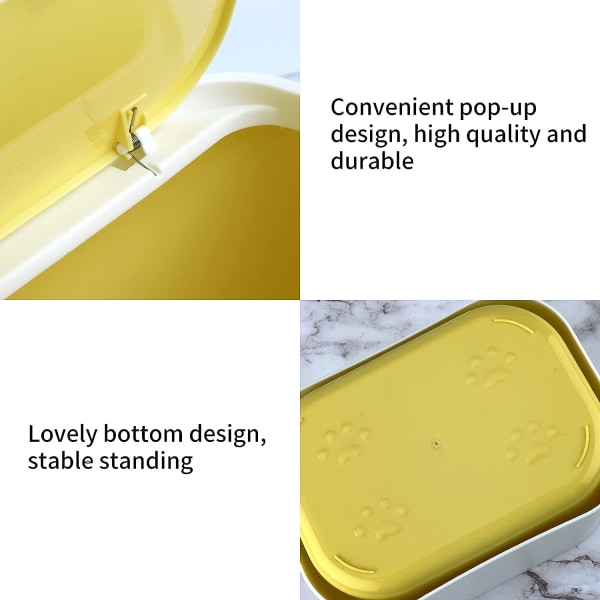 Pieni (keltainen+valkoinen) pöydän CAN, kannettava minipöytä roskakori Ca