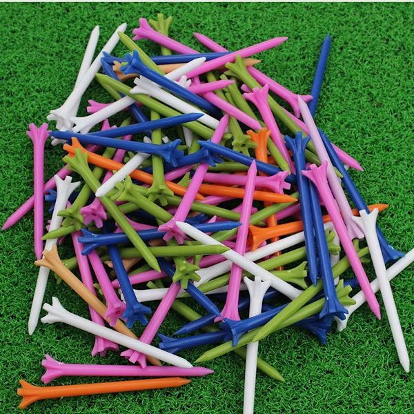 70MM Multicolor Hållbara Plast Anpassningsbara Golf Tees 100 Pack