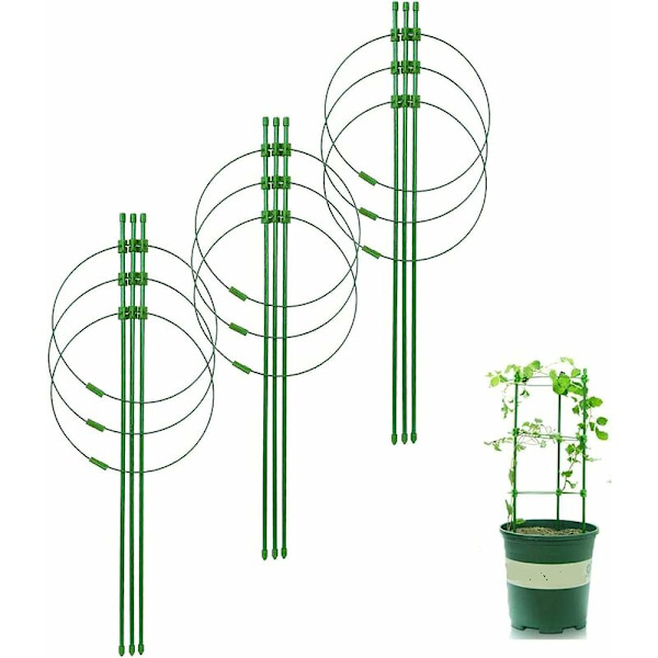 3 stk. Stabil tomatbur, planteholder stålrings til planter 3 justerbare ringe til have, altan, klatreplanter, blomster og grøntsager i potter,