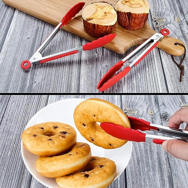 7\" Mini Silikon Serverings Tång - 3 Pack 7 tum Röd