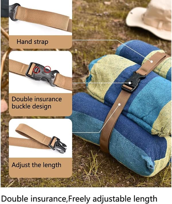 2 st Khaki Resväskor Remmar, Säkra Resa Tillbehör Remmar, Halkfria Packningsremmar, Bälte, Spänne Remmar, Tunga Suspender, Bekväma Suspend