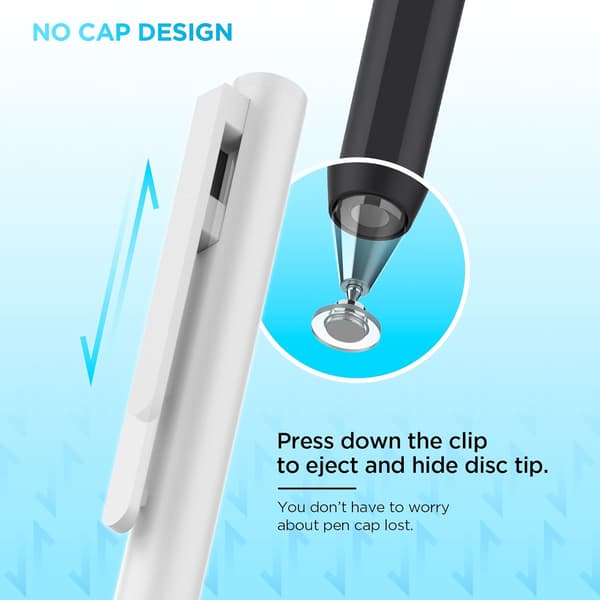 Stylus Pen til Touch Screens (2 stk.), Universal Capacitive Disc-Tip Pen til Apple iPad/Pro/Air/Mini/Tablets/Samsung Galaxy Tablet/Amazon Fire HD/Chro