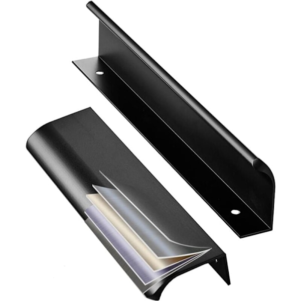 Black.Qrity 2 stk 64mm Usynlig Håndtak Kjøkken Honsin Kjøkken Dørhåndtak, Håndtak i Aluminium Legering Profil, Integrert