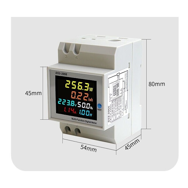 Digital Energimätare AC40-300V 100A Kalibrerad AC Mätare KWh Amperemeter Voltmeter Mellanmätare Ström DIN Typ CT 56V