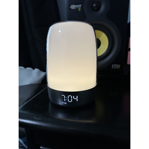Vekkerklokke med soloppgangsimulering, 3-veis dimbar varm hvit nattbordslampe for barnerom RGB Ambient Table Nightstand Light