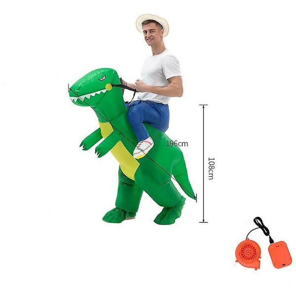 Uppblåsbar dinosauriedräkt uppblåsbar dräkt vuxen T Rex maskeradklänning för födelsedag. Halloween