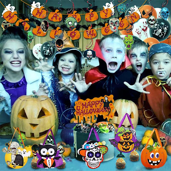 5 kpl Halloween-karkkipussilahjakori Halloween-koriste Halloween DIY Trick or Treat -pussi Uudelleenkäytettävä karkkitote-lahjapussi S