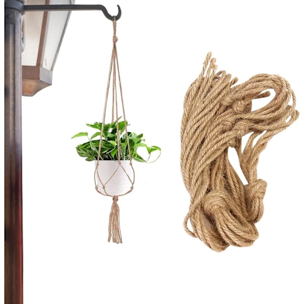 4 st macramé upphängningskruka, macrame växtupphängning, stöd för hängande krukor för blommor, macrame upphängning macrame växt bomullsrep hängande växtdekoration