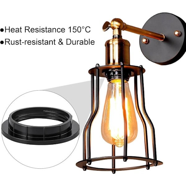 6 Plast Ringreducerare Lätt E27, Tillbehör för lampskärm Ringplatta, adapteromvandlare, E27 Reduceringsring, lampskärmsring, för skrivbordslampa