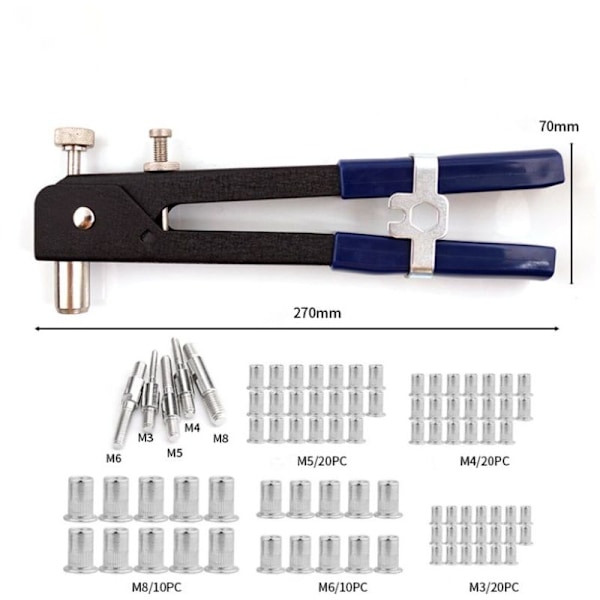 86 st Mutterdragare Nitpistol Gänginsats Nitverktyg Professionell Nitverktyg M3 M4 M5 M6 M8 Pop Nitpistol Kit Nitverktyg