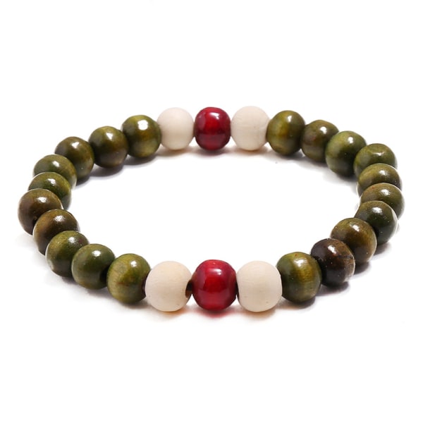 (Vert) Armbånd simple en perles de bois, design vintage, cadeau
