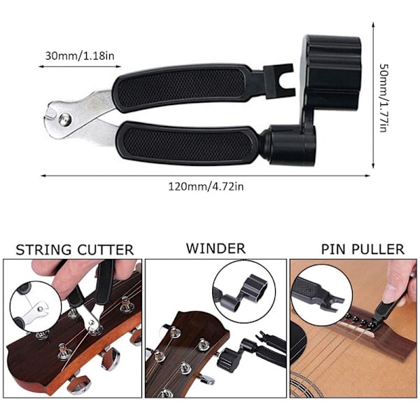 Gitarstreng-stemme Clamp Tuner fingersett padler instrument tilbehør sett komplett sett