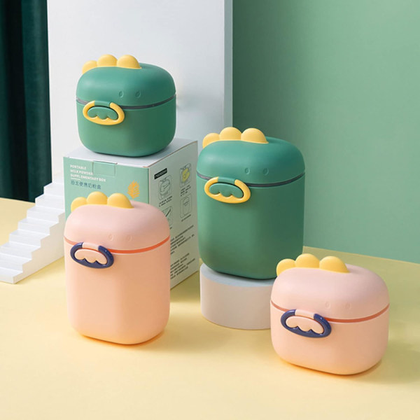 Mjölkpulverdoseringslåda, mjölkpulverdispenser (grön), baby mjölkpulverlåda, babyformuldispenser, bärbar mjölkpulverbehållare för småbarn