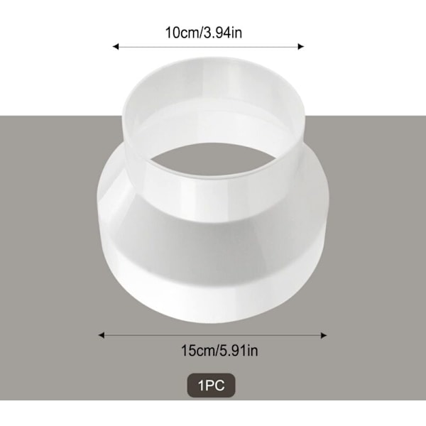 2 stk. reduktionsstykke til ABS-kanaler kanaladapter 150 mm til 100 mm ventilationsreduktion til luftventilation luftudsugning