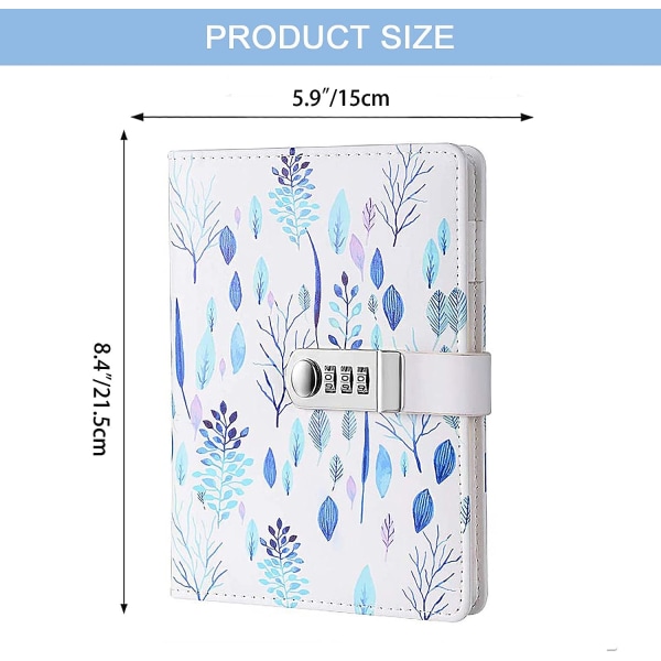 215x150mm Girl's Secret Notebook,Trees Diary with Code, Notebook Diary PU Leather Notepad for Office Student Stationery Birthday Gift