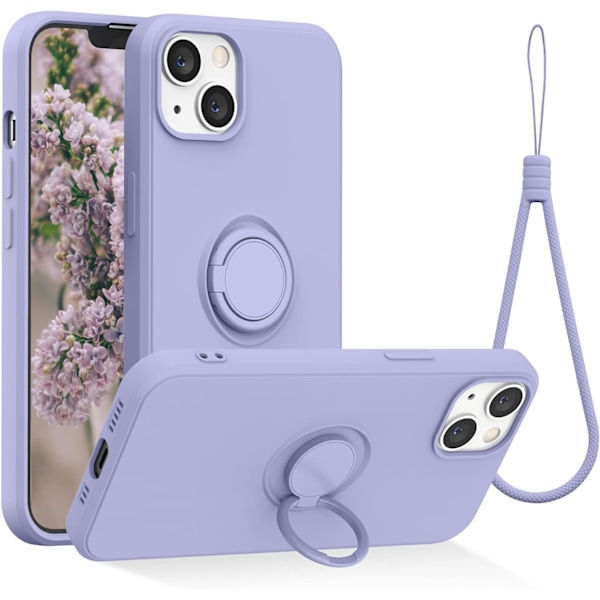 Yhteensopiva iPhone 13 -puhelimen suojakuori, lila violetti [sisäänrakennetulla sormuksella]