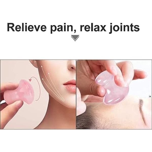 (Pink) 2 stk Naturlig Jade Svampeformet Gua Sha Plade Kreativ Naturlig Pink Krystal Gua Sha Plade Ansigtsmassage Pind Spa Massage Afstressende Meditation