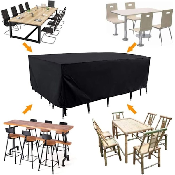 （200x160x70cm） (svart) Robust, vattentätt soffskydd för utomhusbruk, väderskydd, rektangulärt, regntåligt, skyddar mot snö, damm, UV-strålar och vind (svart)