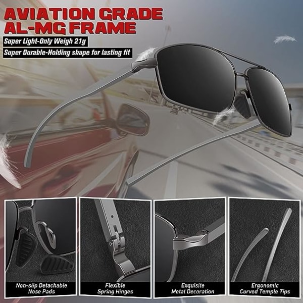 Polariserade solglasögon för män Pilot rektangulära ultralätta glasögon