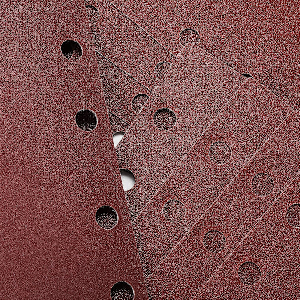 Pakke med 40 slipeark for oscillerende slipemaskin 93 x 185 mm, 8 hull, 60/80/120/240 kornstørrelse rektangulært sandpapir i aluminiumoksid, ideelt for sliping/polering